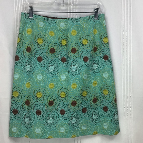 Kathlin Argiro Dresses & Skirts - Kathlin Argiro Atelier Turquoise Abstract Embroidered Lined A-Line Skirt Sz 8
